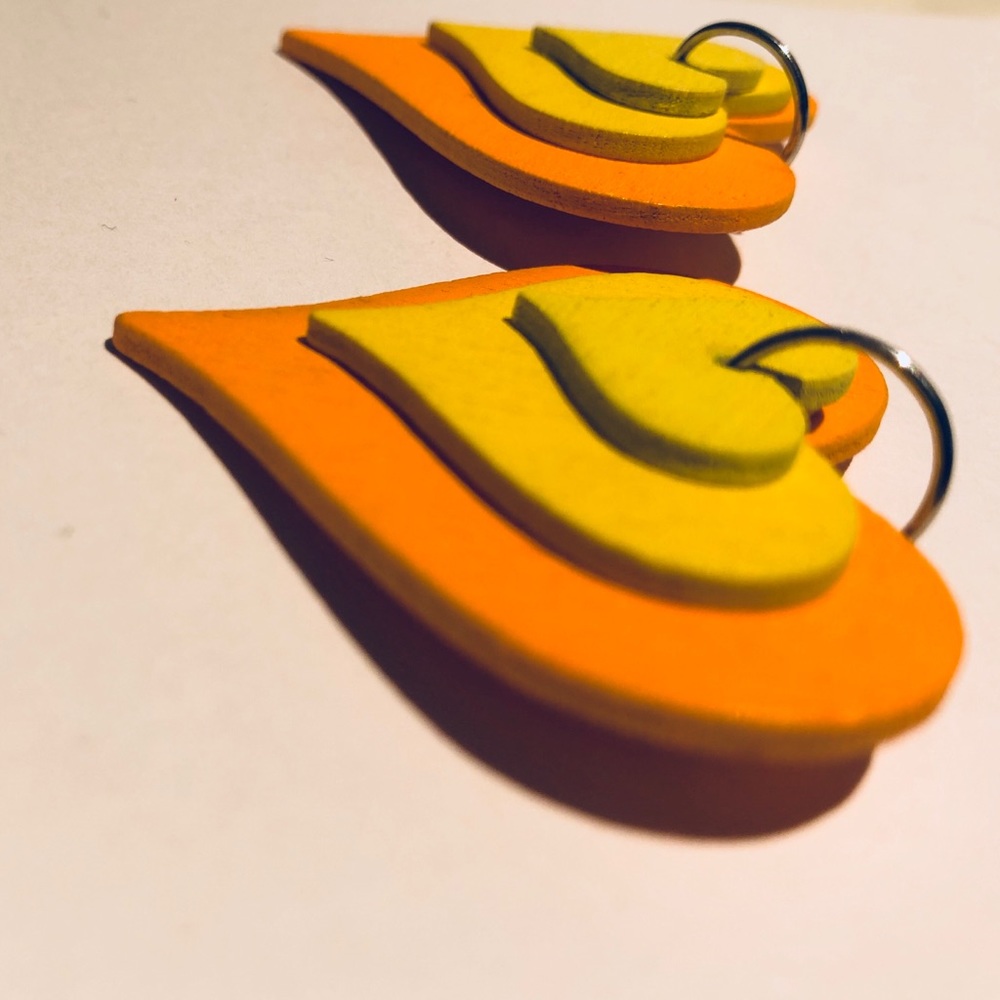 3/$15 Yellow Orange Wooden Ombré Layer <3 Earrings